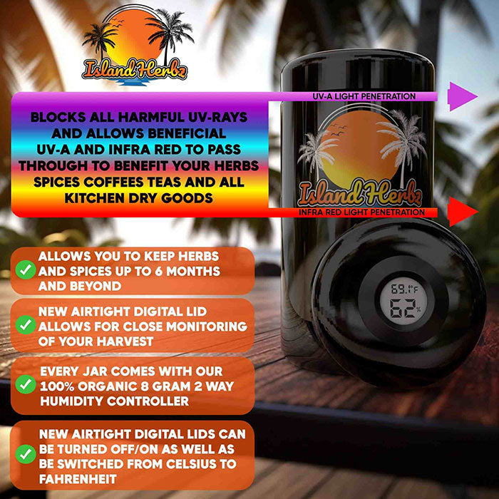 Island Herbz 1 oz. Premium Bio-Photonic Purple UV Glass Storage Jar, Pack of 10