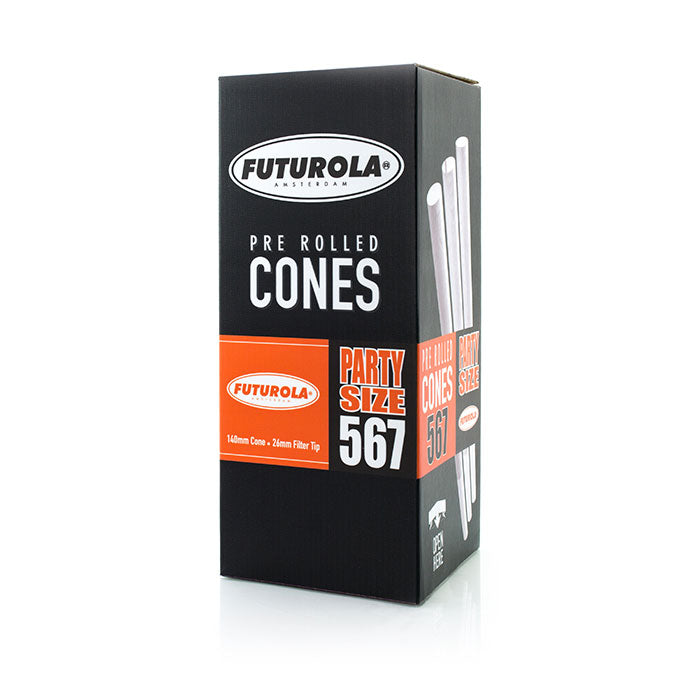 Futurola Party Size 140/26 Classic White Pre-Rolled Cone with Non-Printed Tip - Case of 4200