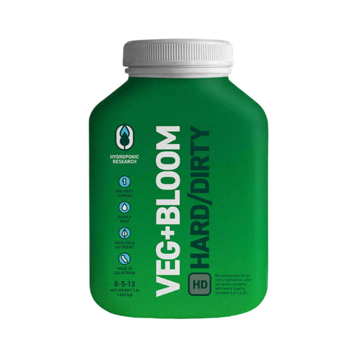 Hydroponic Research Veg+Bloom HD Base One Part Powder Nutrient, 1 lb.
