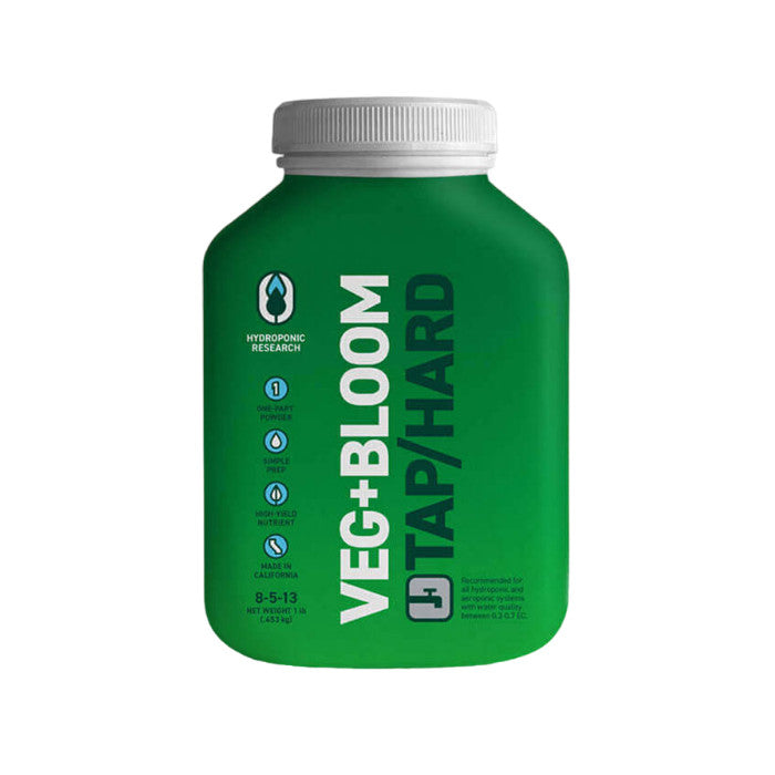 Hydroponic Research Veg+Bloom Tap Hard Base One Part Powder Nutrient, 1 lb.