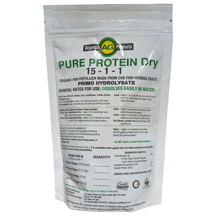 Organic AG Products Pure Protein Dry Organic Fish Fertilizer, 1 lb.