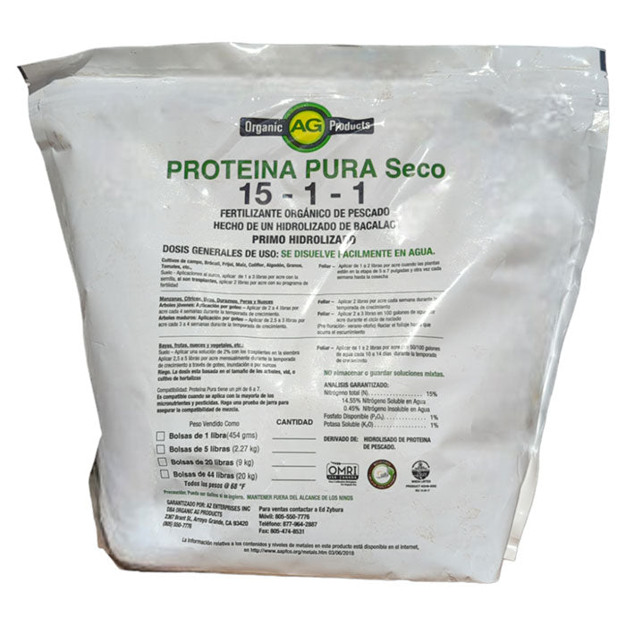 Organic AG Products Pure Protein Dry Organic Fish Fertilizer, 5 lb.