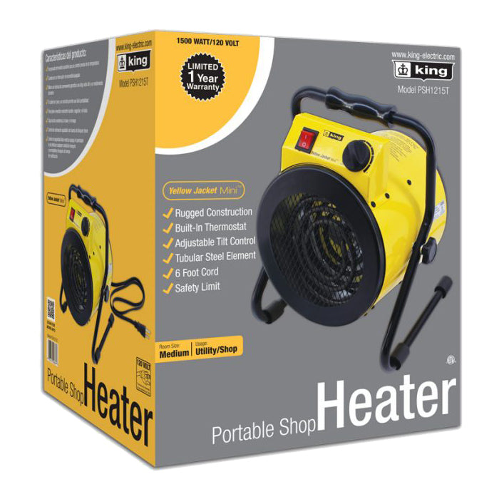 King Electric PSH Portable Heater with Stat & Plug In Cord, 1500 Watt - 120 Volt