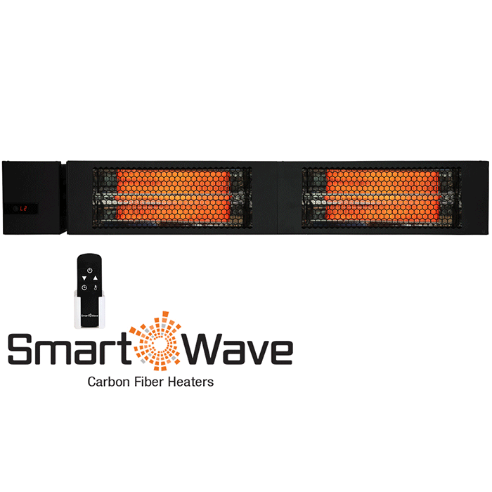 King Electric 43 Inch RK SmartWave Radiant Dual Lamp 3000 Watt Heater with Remote, Black - 240 Volt