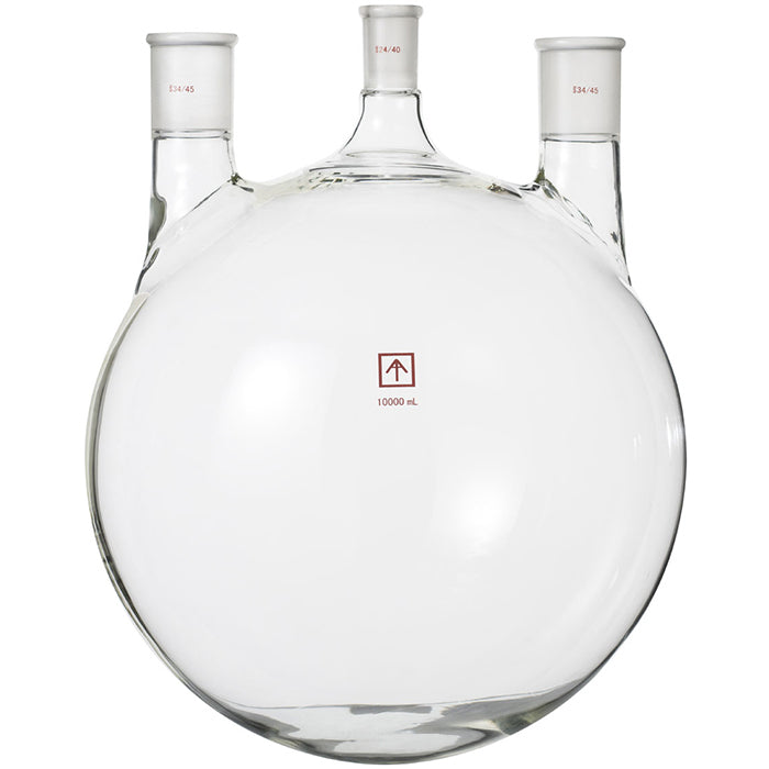 Across International 24/40 and 34/45 Heavy Wall Round Bottom 3-Neck Flask,  10L