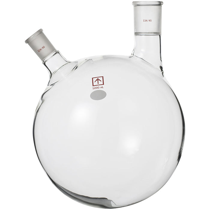 Across International 24/40 and 34/45 Heavy Wall Round Bottom 2-Neck Flask,  5L