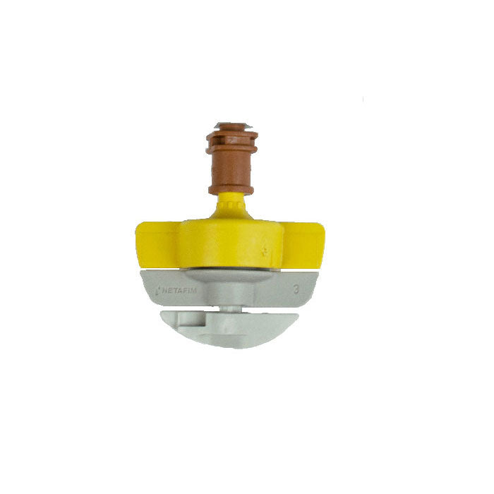 Netafim SpinNet Sprinkler Head, Yellow Body, Brown Mist Control, Grey Spinner, 23.4 GPH - Pack of 25 (03552000090-B)