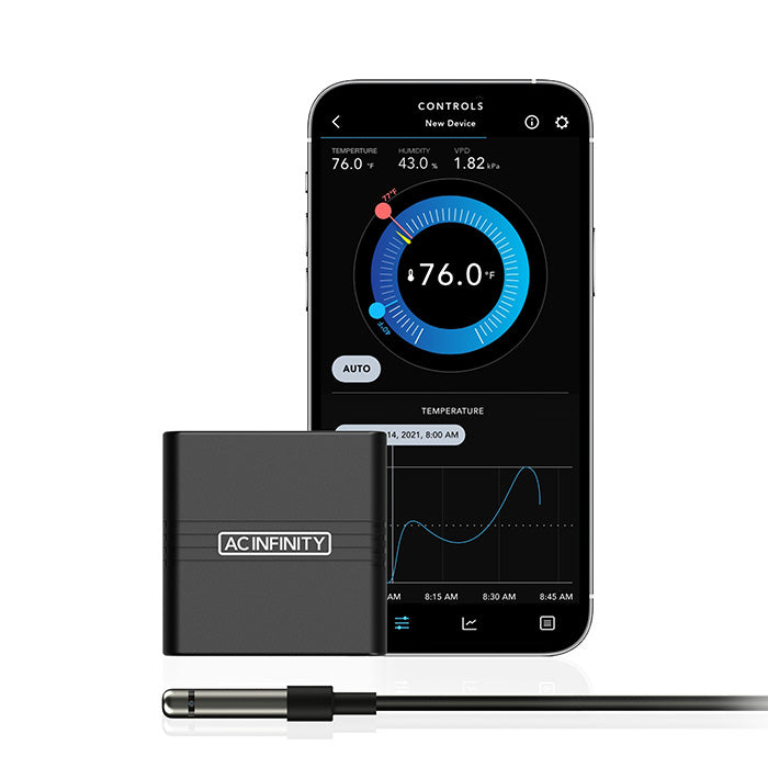 AC Infinity CLOUDCOM A1 Mini Smart Thermo-Hygrometer, 12 ft. Sensor Probe