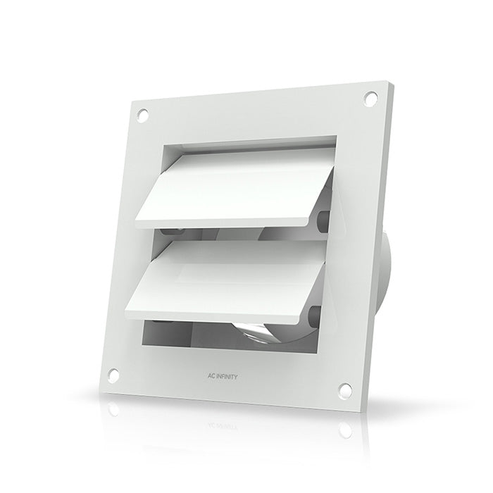 AC Infinity Wall-Mount Duct Shutter, White Steel, 4"