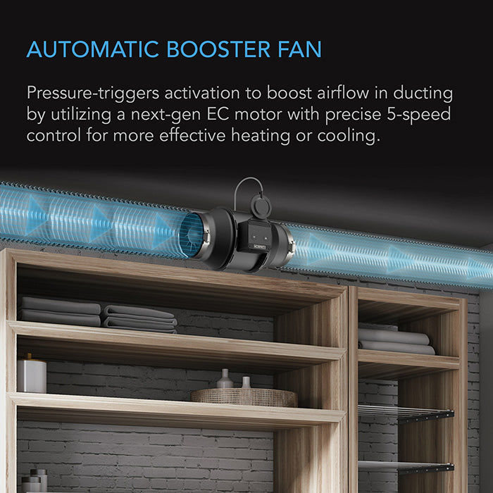 AC Infinity Automatic Booster Duct Fan, 4"