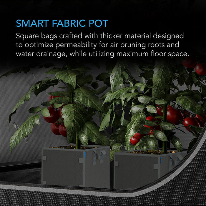 AC Infinity Heavy-Duty Square Fabric Pot, 5 Gallon, Pack of 5