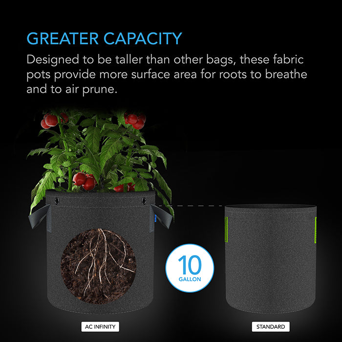 AC Infinity Heavy-Duty Fabric Pot, 10 Gallon, Pack of 5