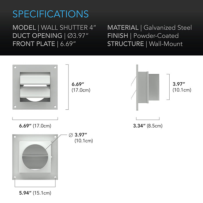 AC Infinity Wall-Mount Duct Shutter