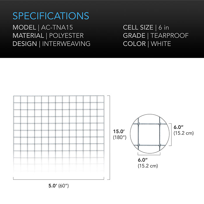 AC Infinity Polyester Plant Trellis Netting, 5' x 15'