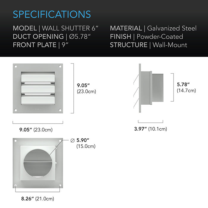 AC Infinity Wall-Mount Duct Shutter