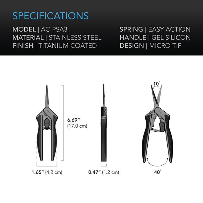 AC Infinity Stainless Steel Pruning Shear, 6.6" Blade