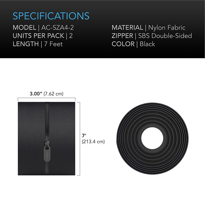 AC Infinity Peel and Stick Zipper, 7 ft. x 3 in., Pack of 1