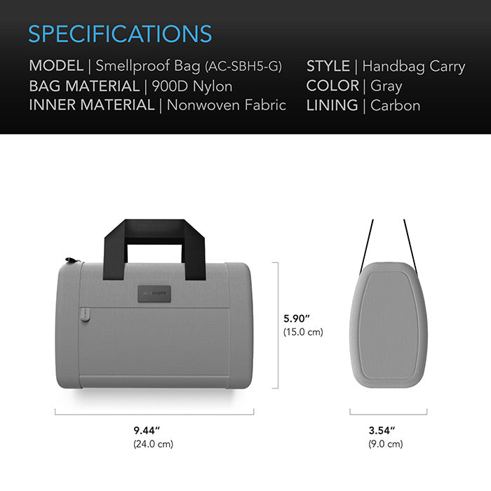 AC Infinity Smell Proof Hand Bag, Gray
