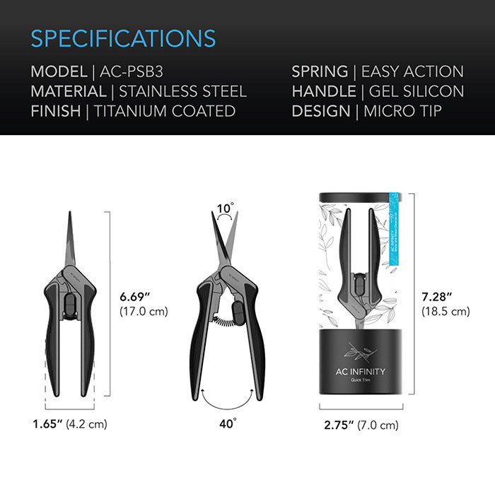 AC Infinity Stainless Steel Pruning Shear with Cleaning Kit