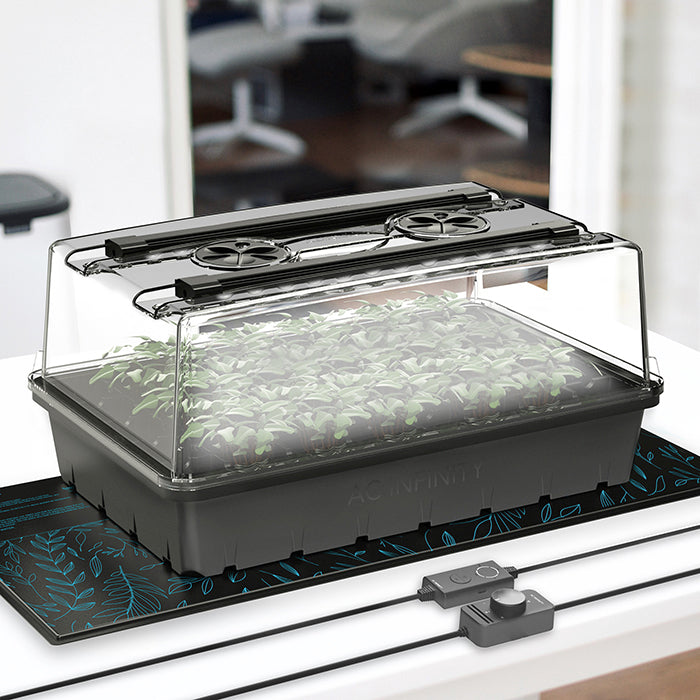 AC Infinity Germination Kit with Humidity Dome, Heat Controller and LED Grow Light Bars, 5x8 Cell Tray (40 Site)