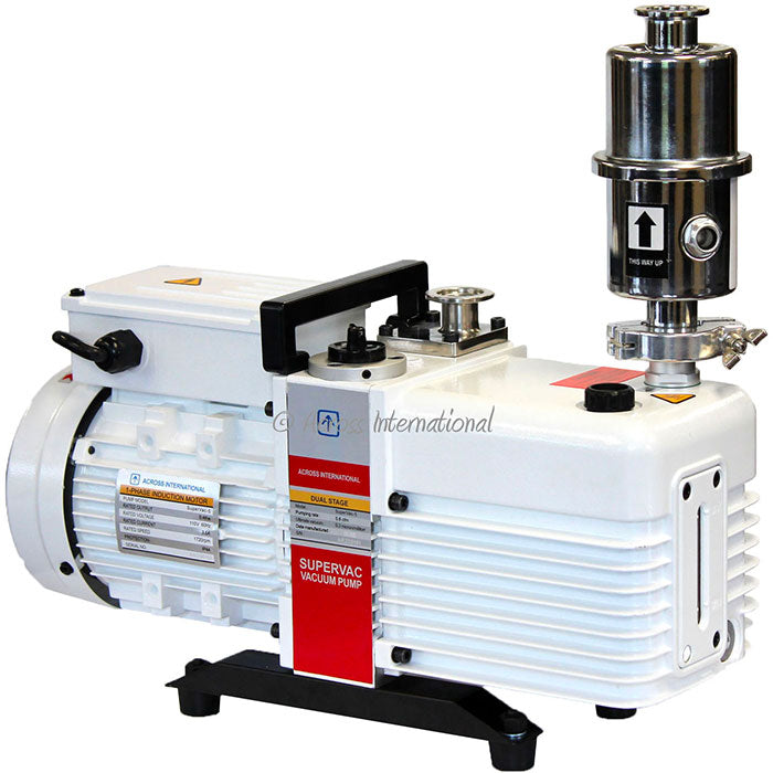 Across International SuperVac 5.6 CFM Corrosion-Resist 2-Stage Vacuum Pump - UL/CSA Certified, 110 Volt