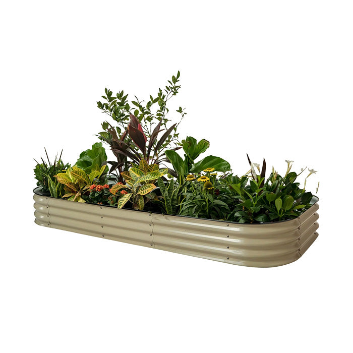 Vego Garden 11 Inch Tall 10 in 1 Modular Metal Raised Garden Bed Kit - Pearl White