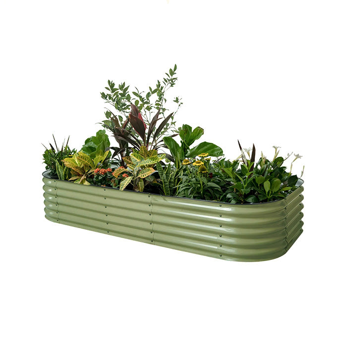 Vego Garden 17 Inch Tall 10 in 1 Modular Metal Raised Garden Bed Kit - Olive Green