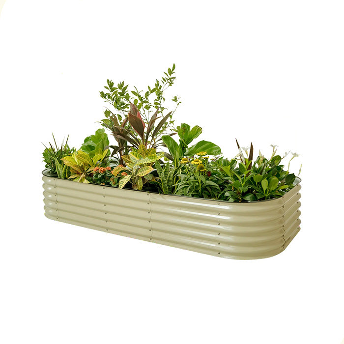 Vego Garden 17 Inch Tall 10 in 1 Modular Metal Raised Garden Bed Kit - Pearl White