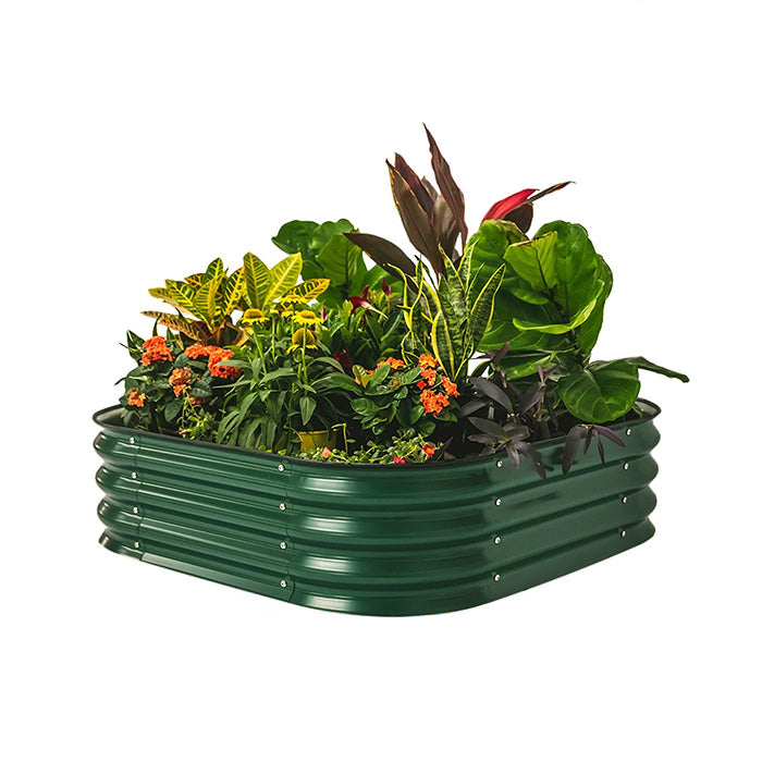 Vego Garden 11 Inch Tall 4 in 1 Modular Metal Raised Garden Bed Kit - British Green