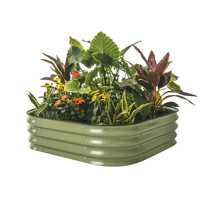 Vego Garden 11 Inch Tall 4 in 1 Modular Metal Raised Garden Bed Kit - Olive Green