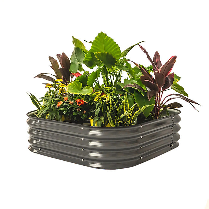 Vego Garden 11 Inch Tall 4 in 1 Modular Metal Raised Garden Bed Kit - Modern Gray