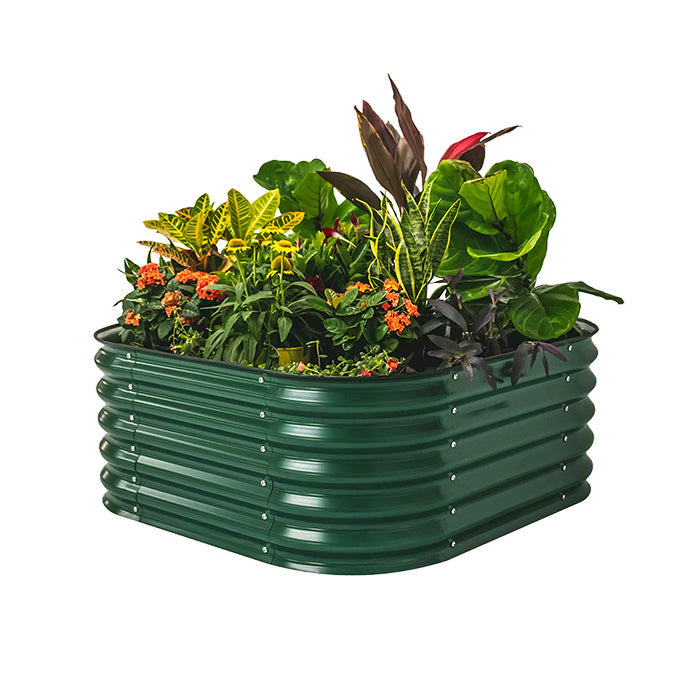 Vego Garden 17 Inch Tall 4 in 1 Modular Metal Raised Garden Bed Kit - British Green