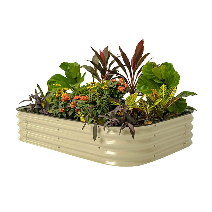 Vego Garden 11 Inch Tall 6 in 1 Modular Metal Raised Garden Bed Kit - Pearl White