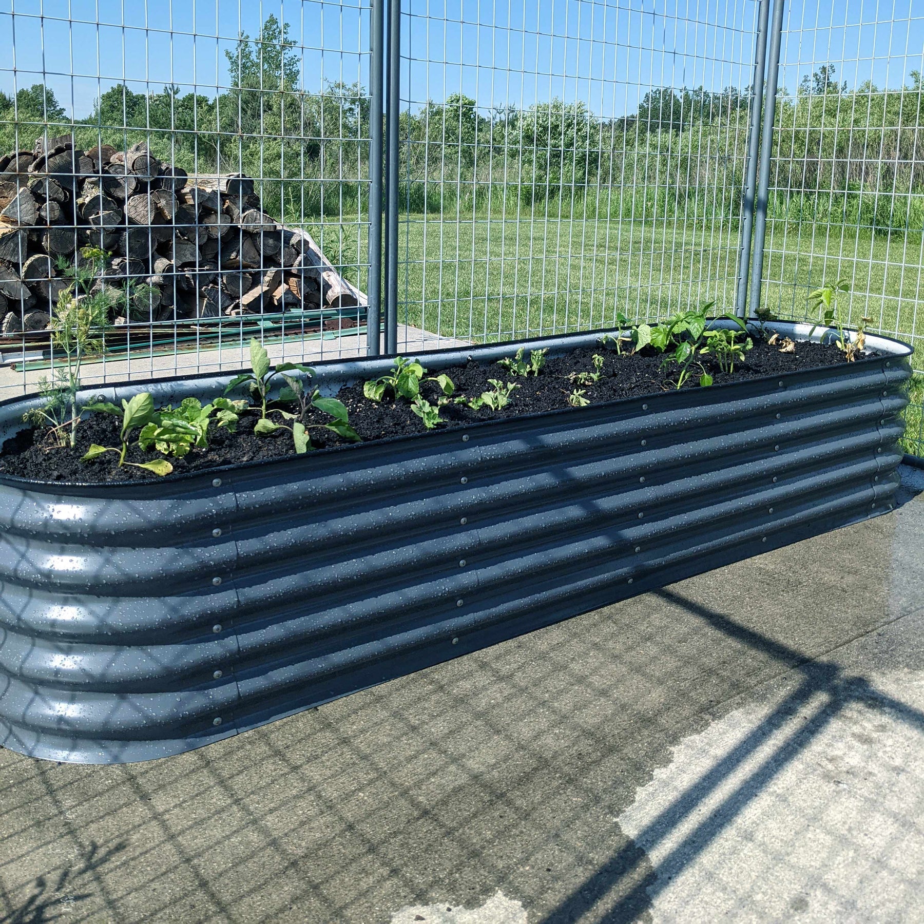 Vego Garden 17 Inch Tall 6 in 1 Modular Metal Raised Garden Bed Kit - Modern Gray
