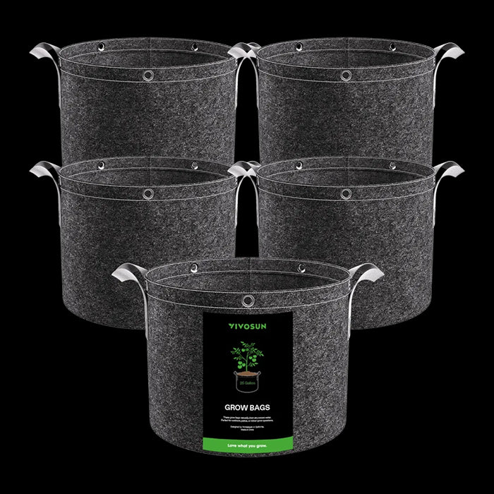 Vivosun Thick Nonwoven Fabric Pot with Handles & Multi-Purpose Rings, 25 Gallon, Pack of 5