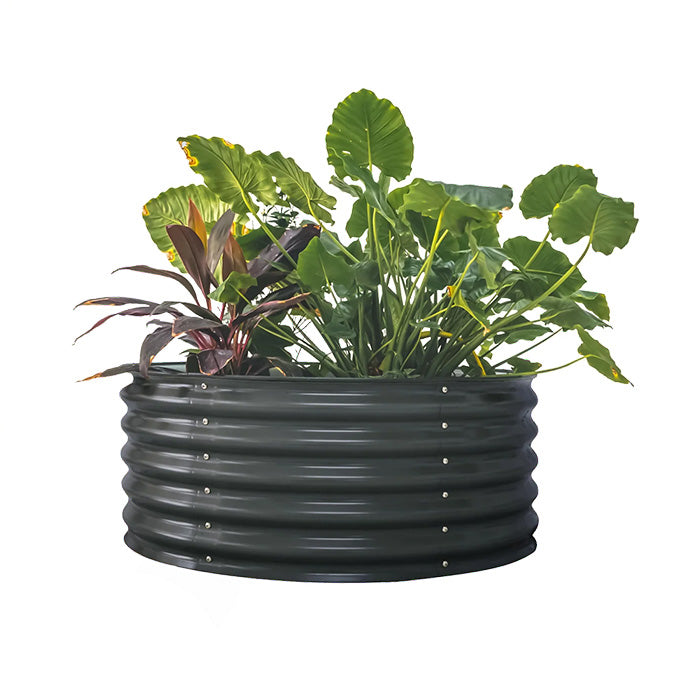 Vego Garden 17 Inch Tall 42 Wide Round Metal Raised Garden Bed - Modern Gray